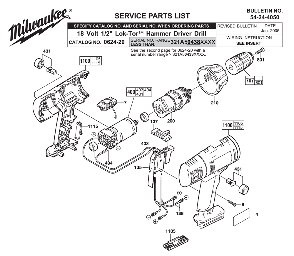 Milwaukee 062420(321A) Parts List Milwaukee 062420(321A) Repair