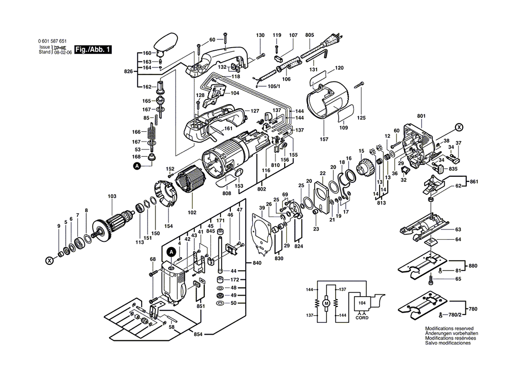 Bosch 1587AVS (0601587651) Parts List Bosch 1587AVS (0601587651