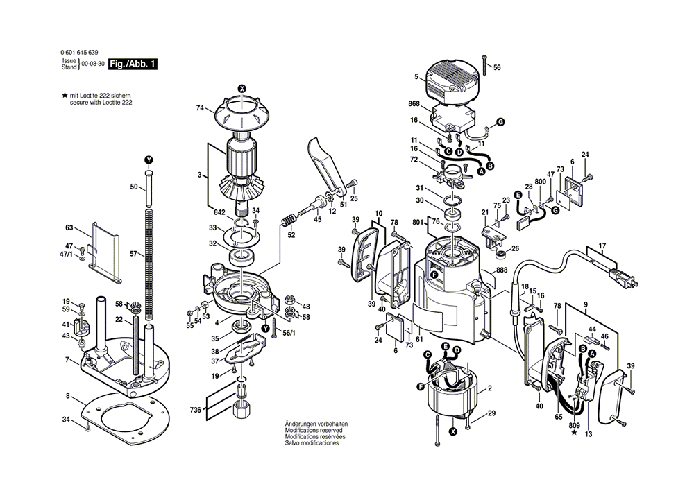 Bosch 1615EVS (0601615639) Parts List Bosch 1615EVS (0601615639