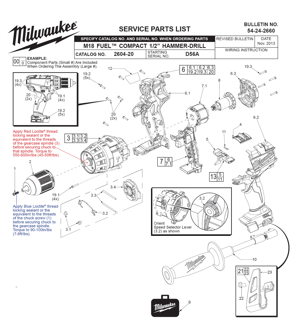 Milwaukee 260420(D56A) Parts List Milwaukee 260420(D56A) Repair