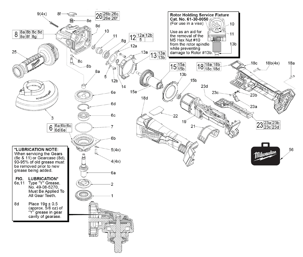 Milwaukee Angle Grinder Parts Diagram
