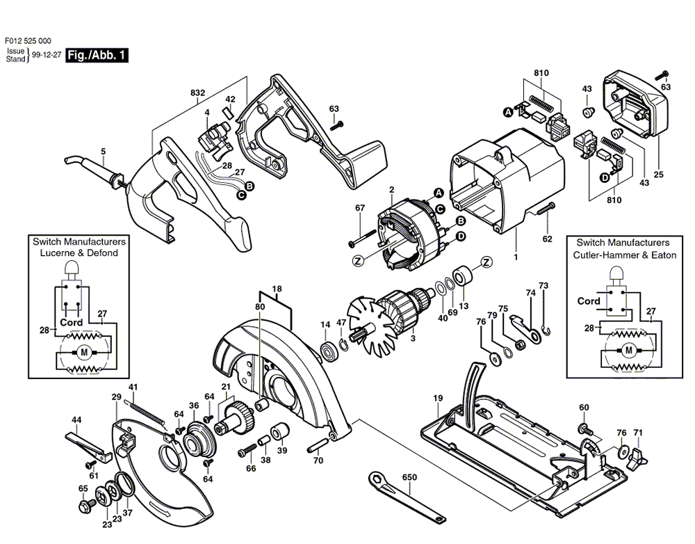 Skil 5250(F012525000) Parts List Skil 5250(F012525000) Repair Parts