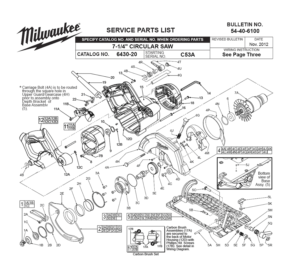Milwaukee 643020(C53A) Parts List Milwaukee 643020(C53A) Repair