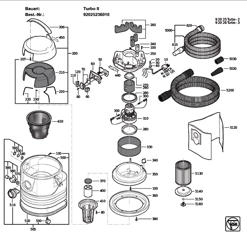 Fein 92025236010(92026TurboIIl) Parts List Fein 92025236010(920
