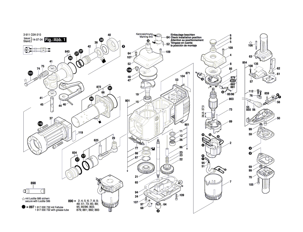 Bosch BH2770VCD(3611C0A011) Parts Bosch BH2770VCD(3611C0A011) Demolition & Breaker Hammer