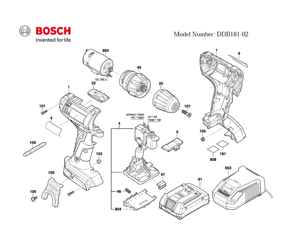 Bosch DDB18102(3601JB7310) Parts List Bosch DDB18102(3601JB7310