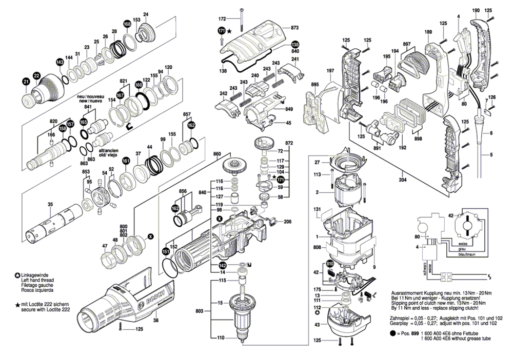 Bosch RH850VC(3611B65010) Parts List Bosch RH850VC(3611B65010