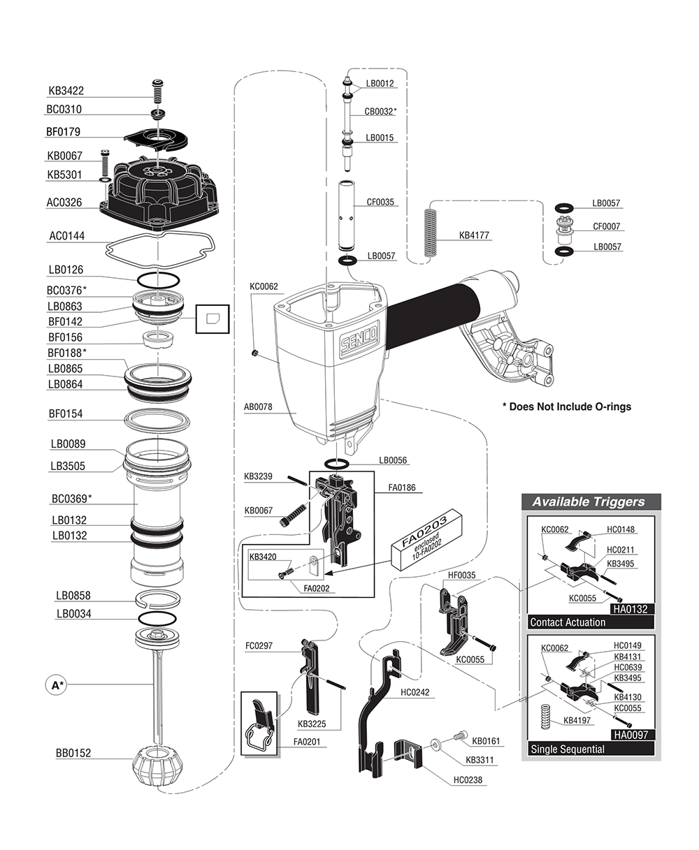Senco SNS45(582001N) Parts List Senco SNS45(582001N) Repair Parts