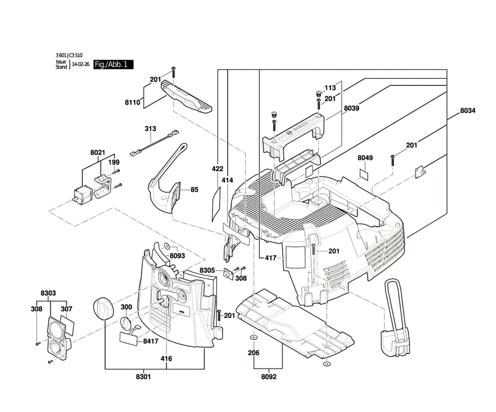 Bosch VAC140A(3601JC3510) Parts List Bosch VAC140A(3601JC3510