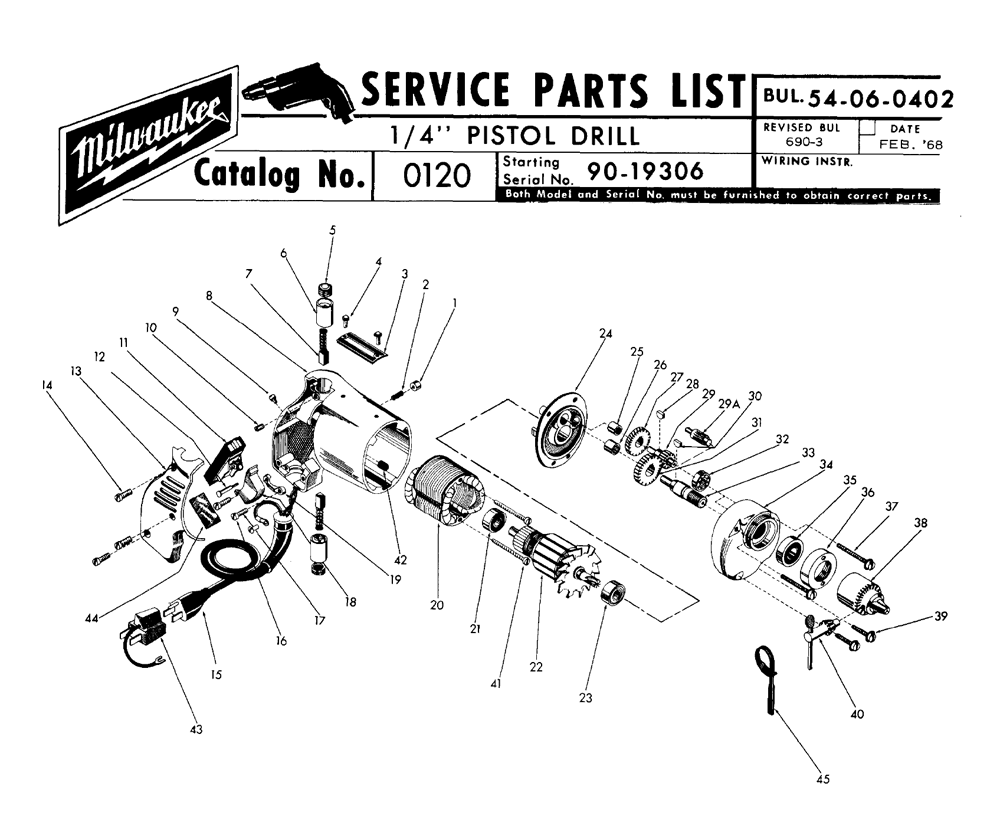 Milwaukee 0120(9019306) Parts List Milwaukee 0120(9019306) Repair