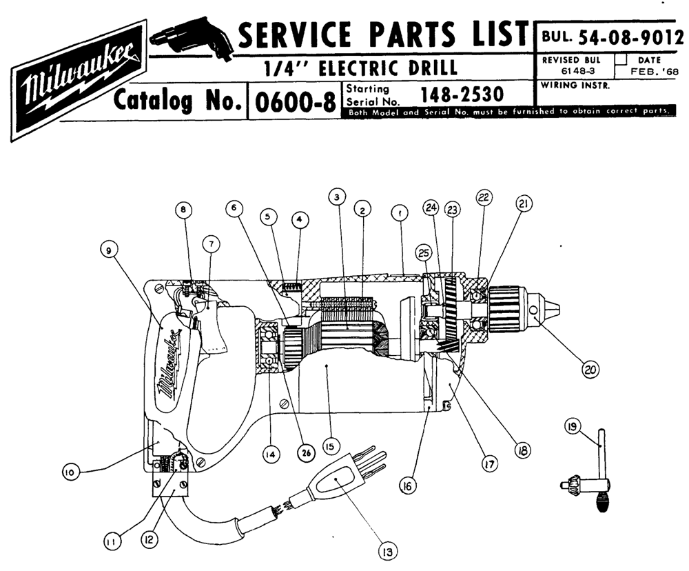 Milwaukee 2767 20 Parts List
