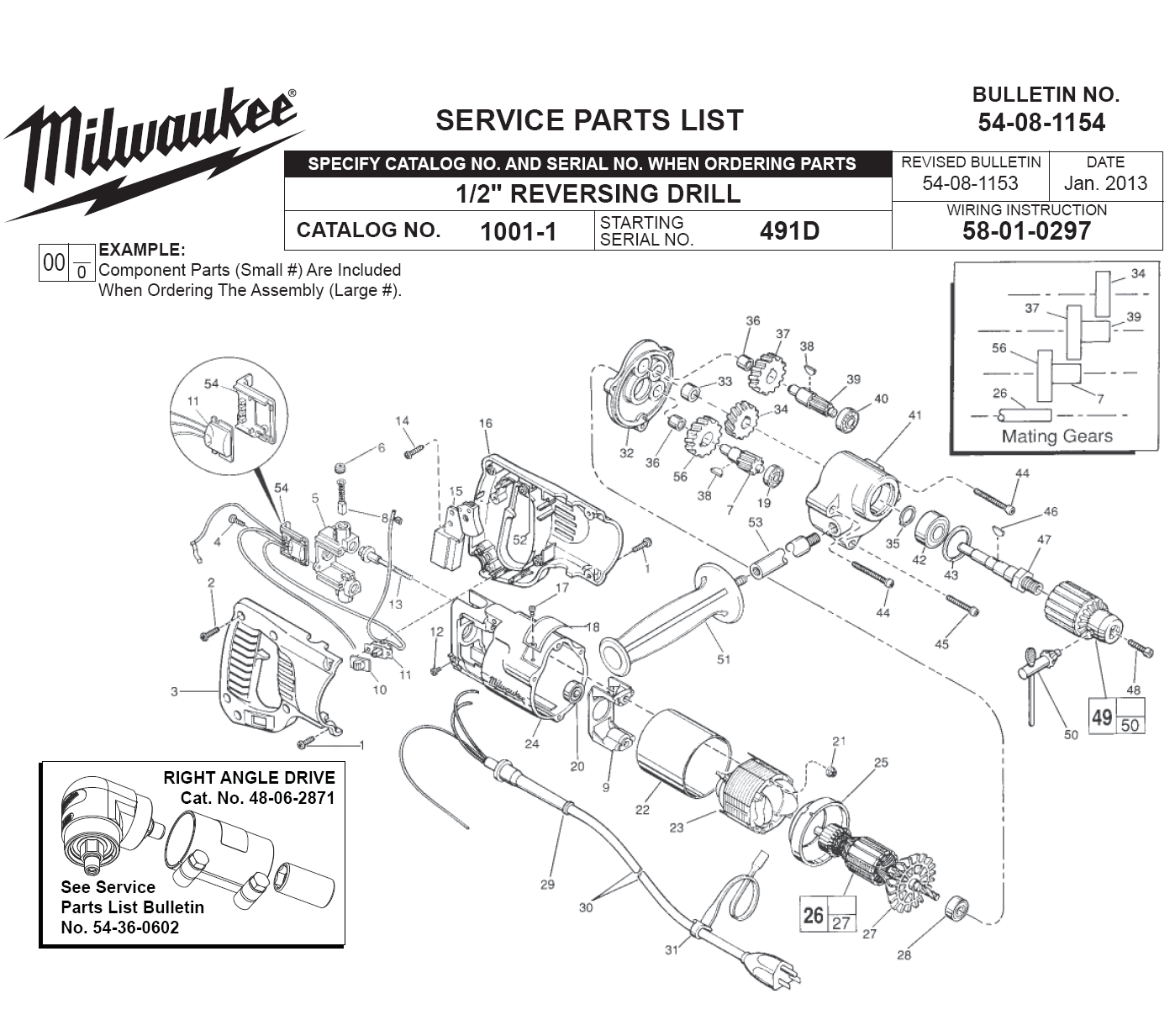 Buy Milwaukee 10011(491D) 1/2" reversing Replacement Tool Parts
