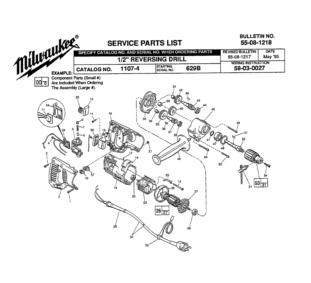 Milwaukee 11074(629B) Parts List Milwaukee 11074(629B) Repair