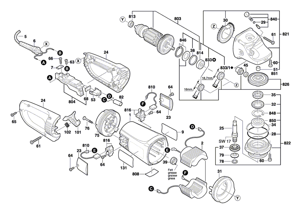 Bosch 18946D(0601854B64) Parts List Bosch 18946D(0601854B64