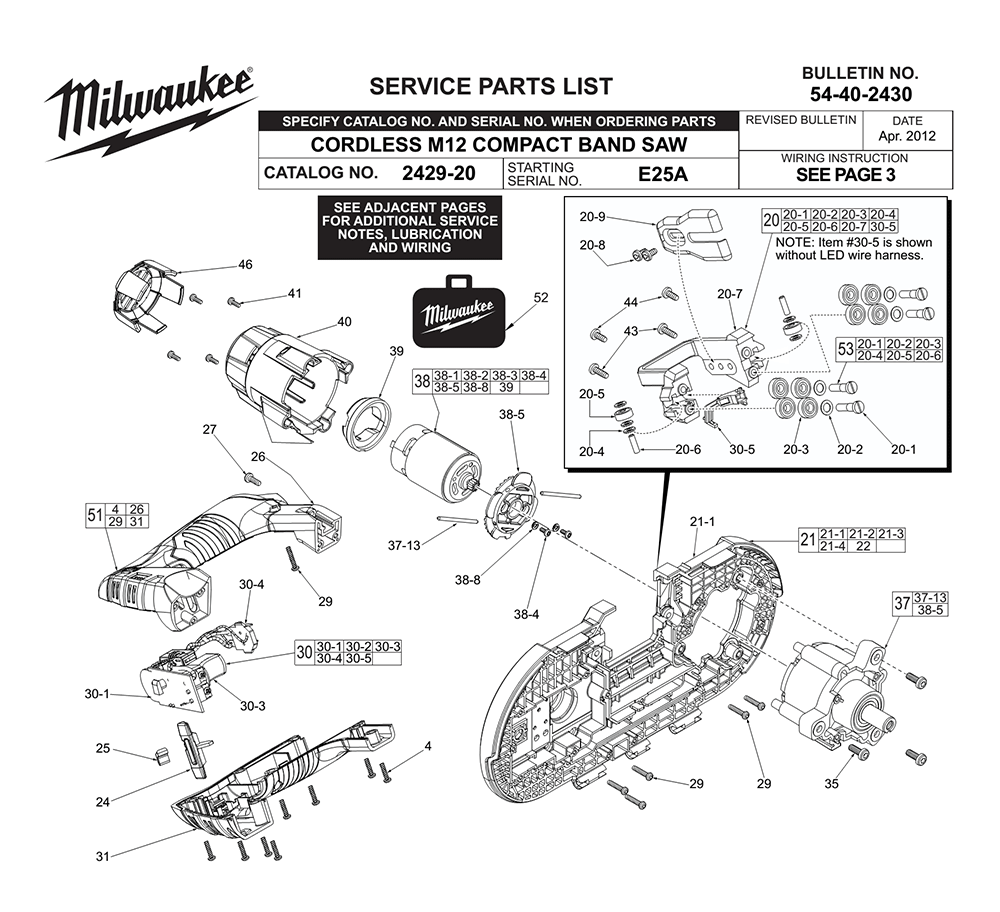Buy Milwaukee 242920(E25A) Replacement Tool Parts Milwaukee 242920