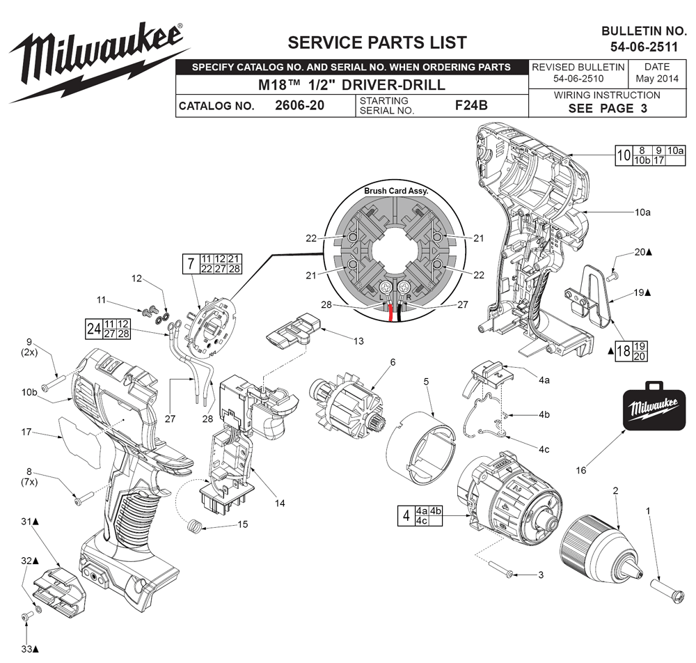 Milwaukee 260622CT(F24B) Parts List Milwaukee 260622CT(F24B