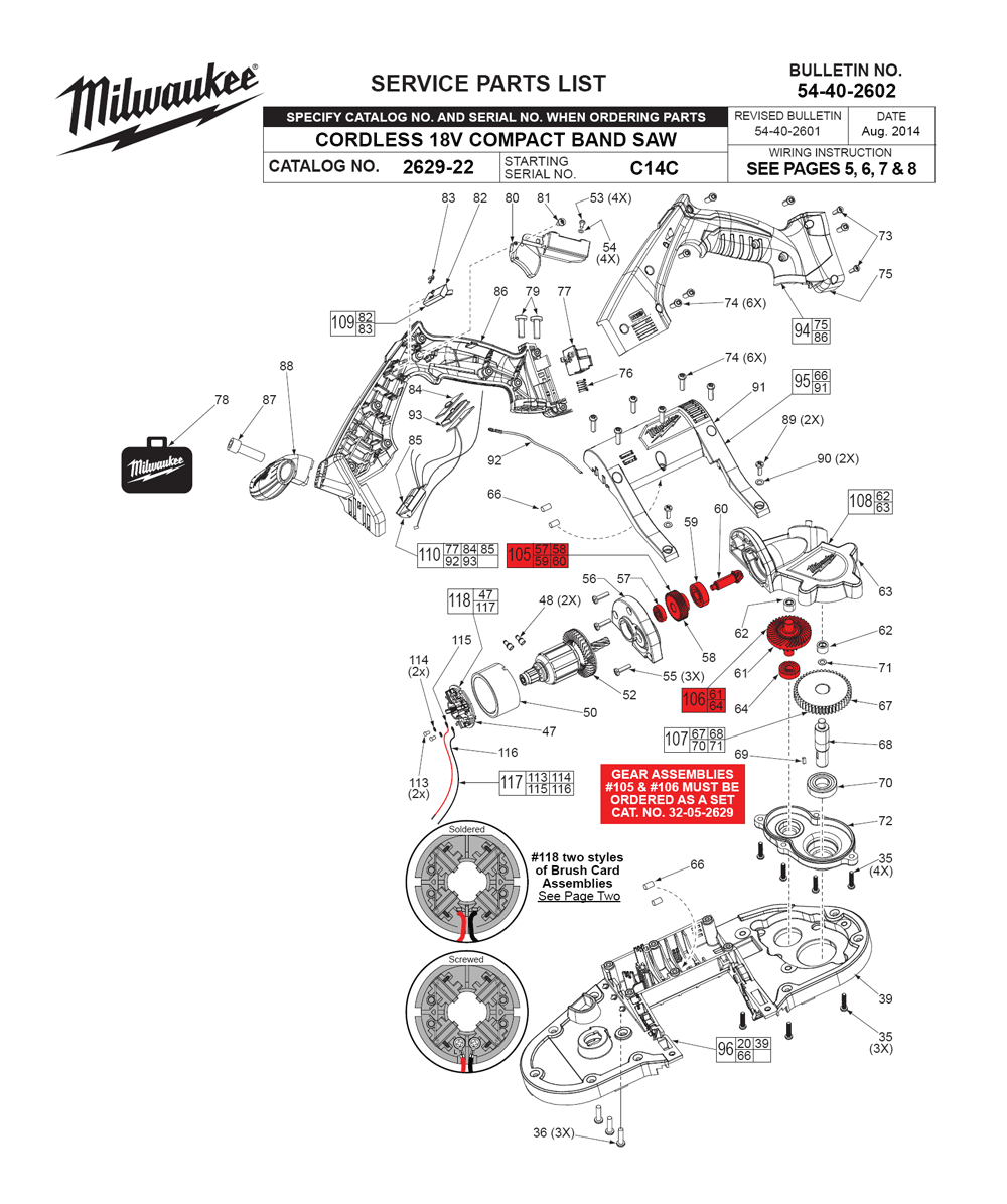 Buy Milwaukee 262922(C14C) Replacement Tool Parts Milwaukee 262922