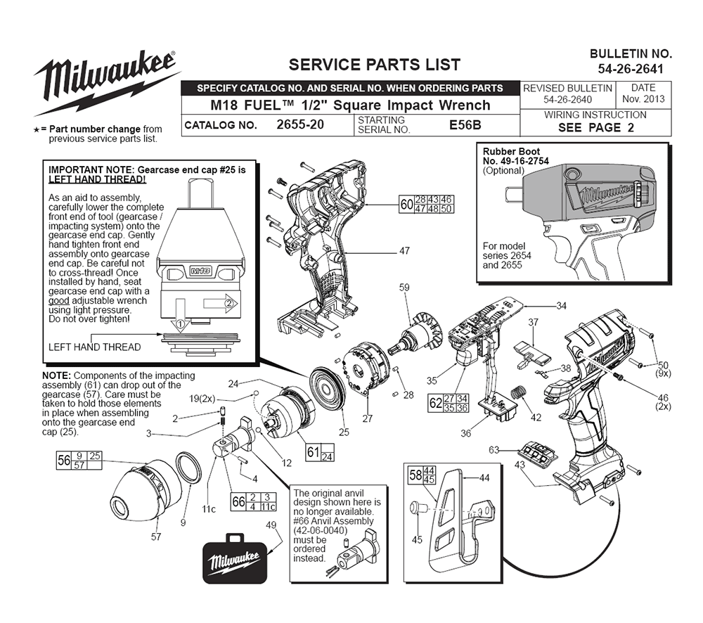 Buy Milwaukee 2655-20-(E56B) Replacement Tool Parts | Milwaukee 2655-20