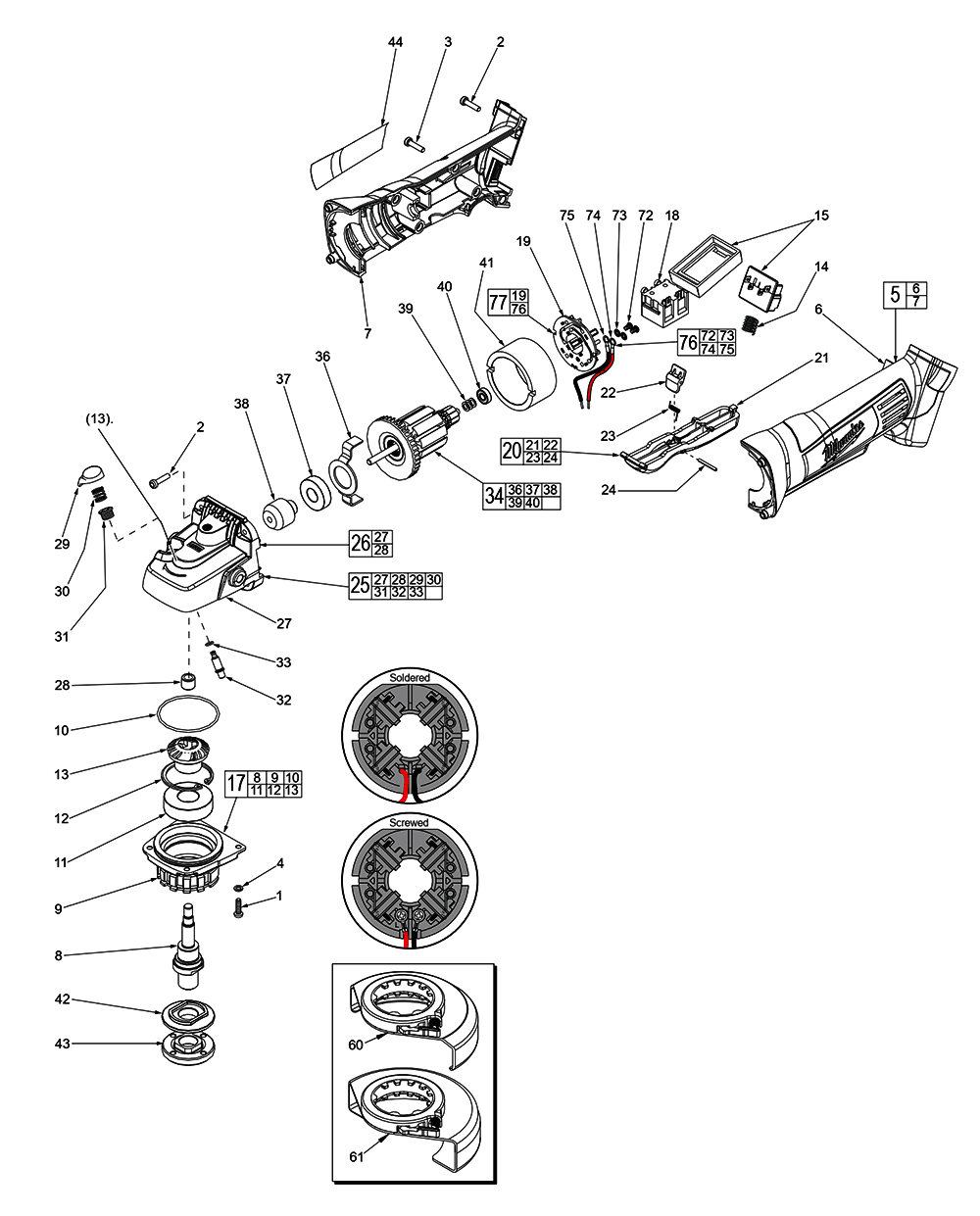 Milwaukee Grinder 9 Inch Parts Diagram