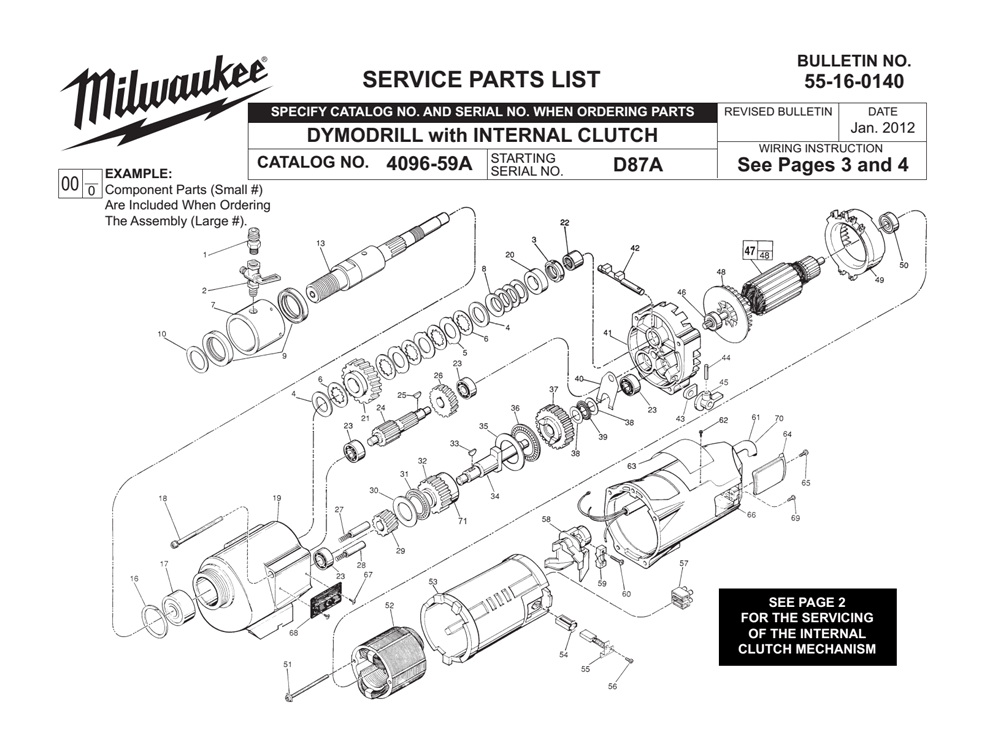 Milwaukee 4096-59A-(D87A) Parts List | Milwaukee 4096-59A-(D87A) Repair