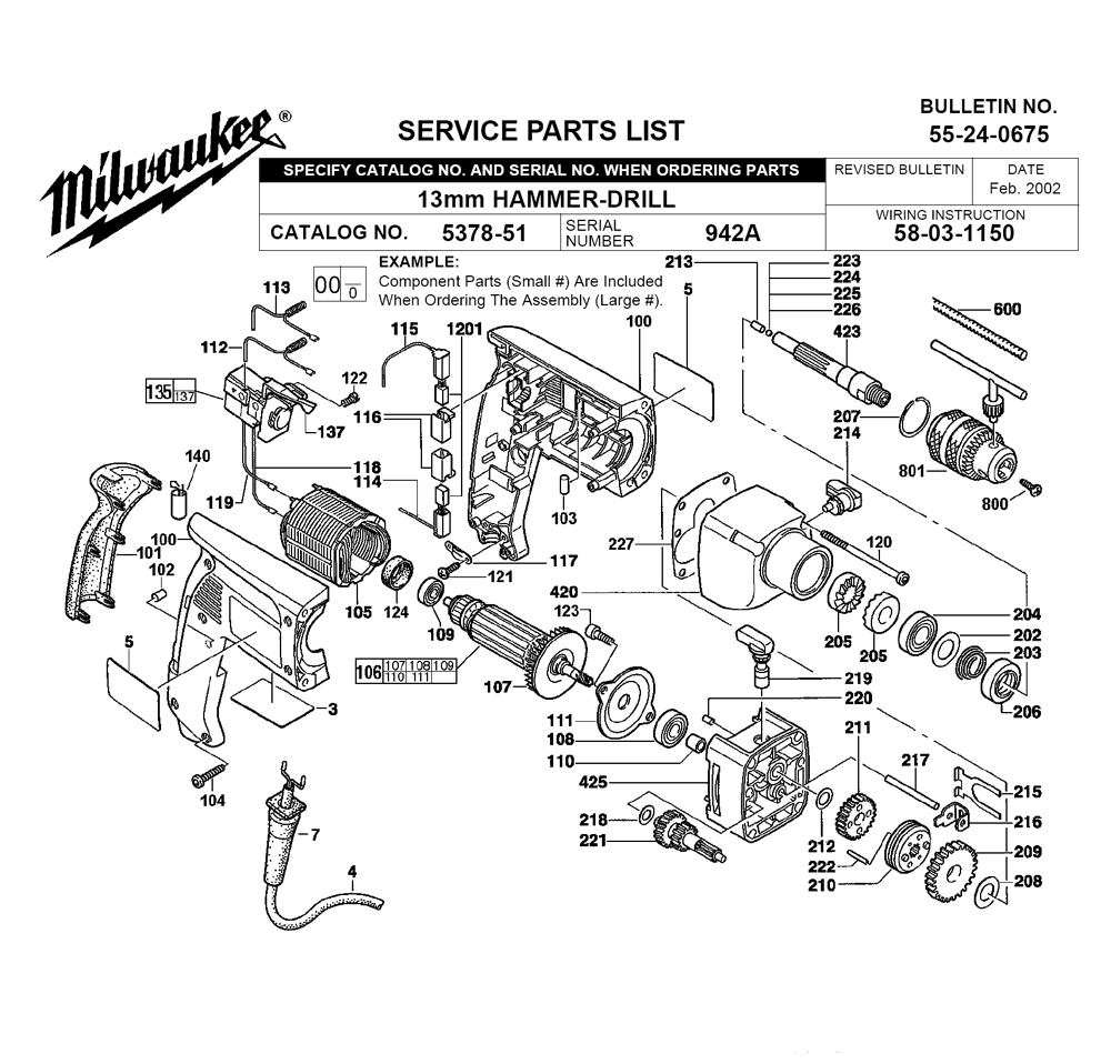 Milwaukee 537851(942A) Parts List Milwaukee 537851(942A) Repair