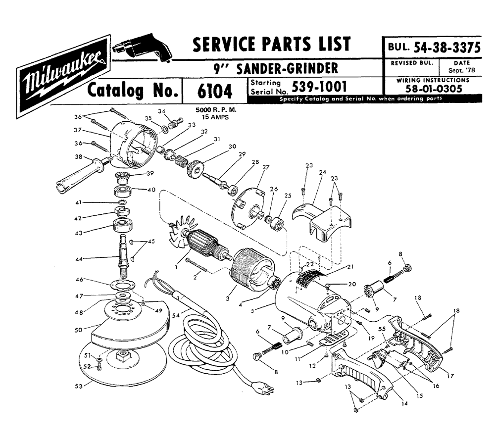Milwaukee 6104(5391001) Parts List Milwaukee 6104(5391001) Repair