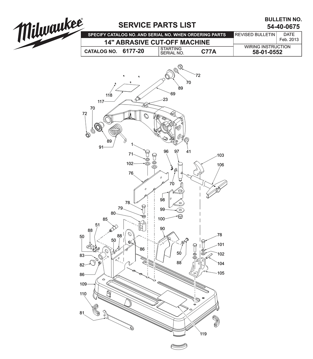 Buy Milwaukee 617720(C77A) Replacement Tool Parts Milwaukee 617720