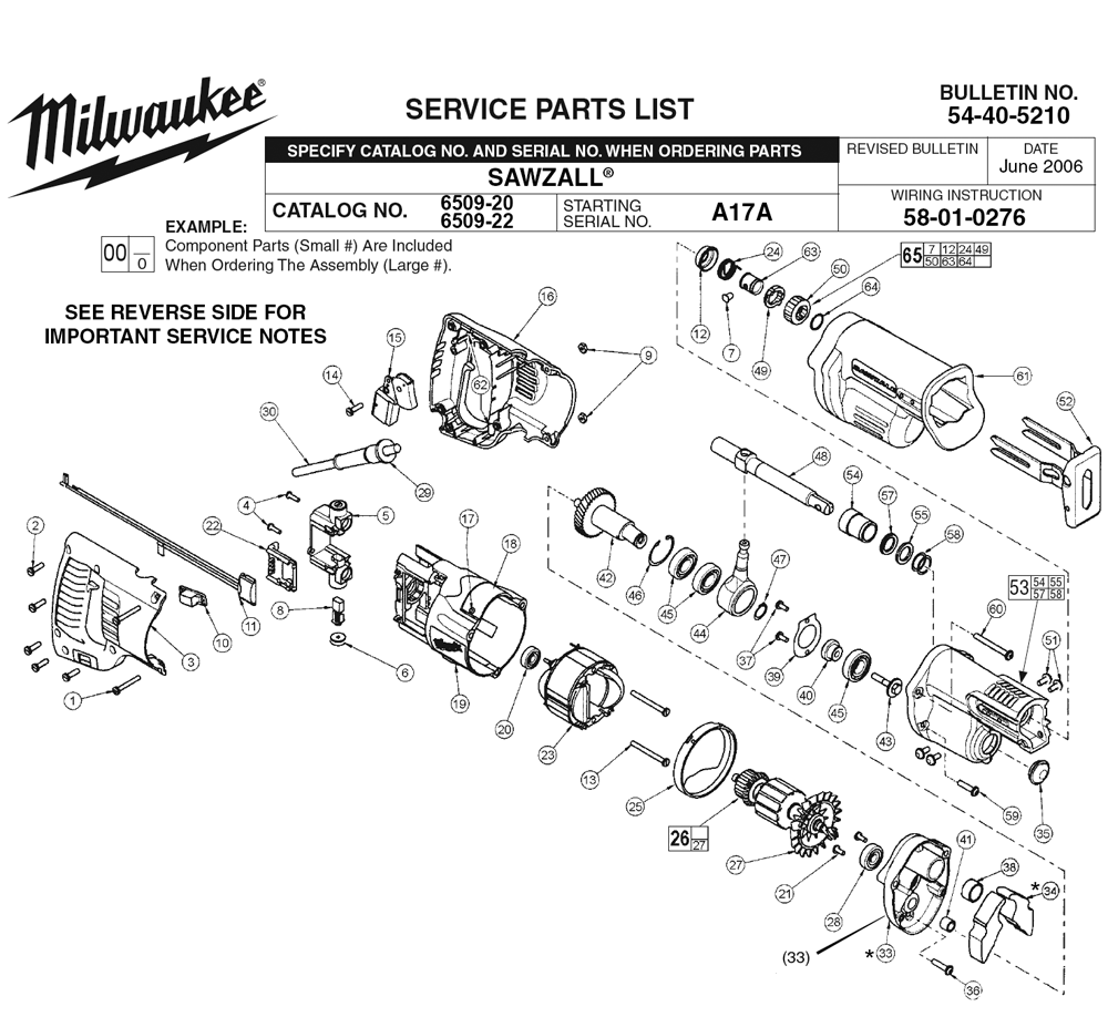 Buy Milwaukee 6509-22(A17A) Replacement Tool Parts | Milwaukee 6509-22 ...