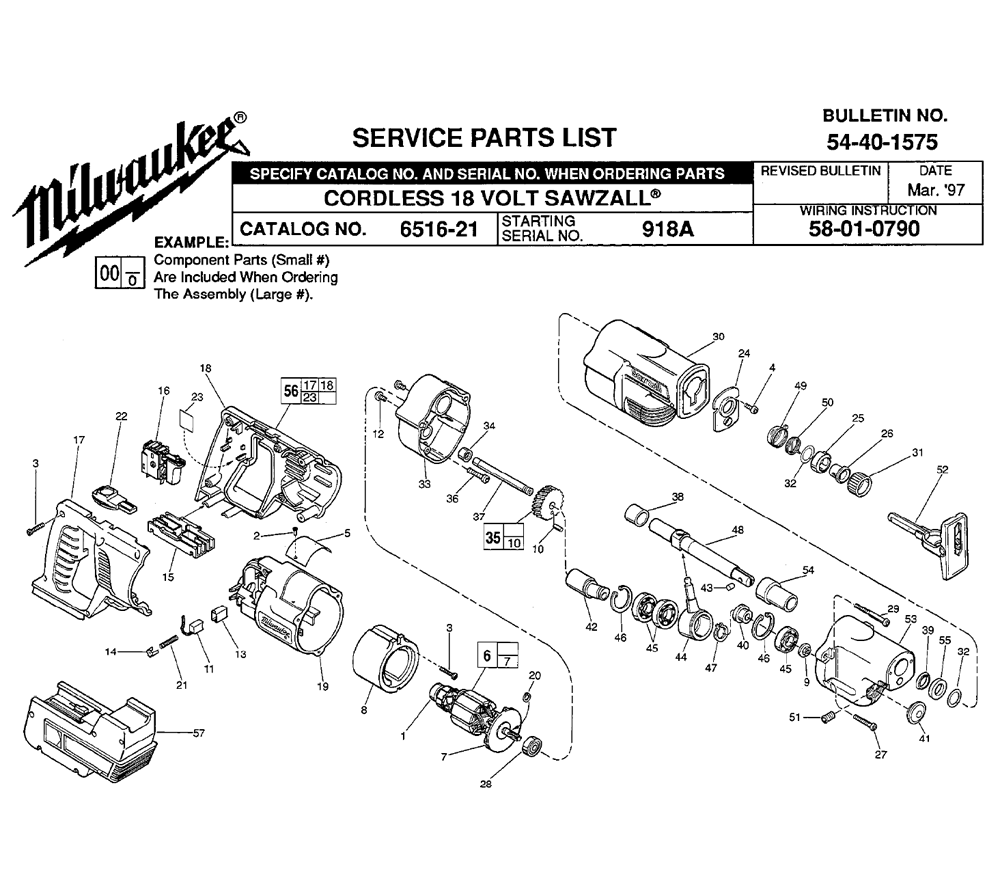 Buy Milwaukee 6516-21(918A) Replacement Tool Parts | Milwaukee 6516-21
