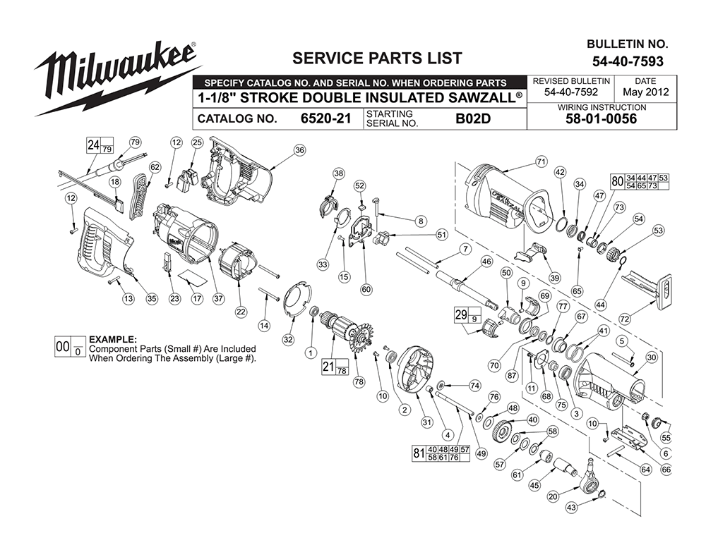 Milwaukee 652021(B02D) Parts List Milwaukee 652021(B02D) Repair