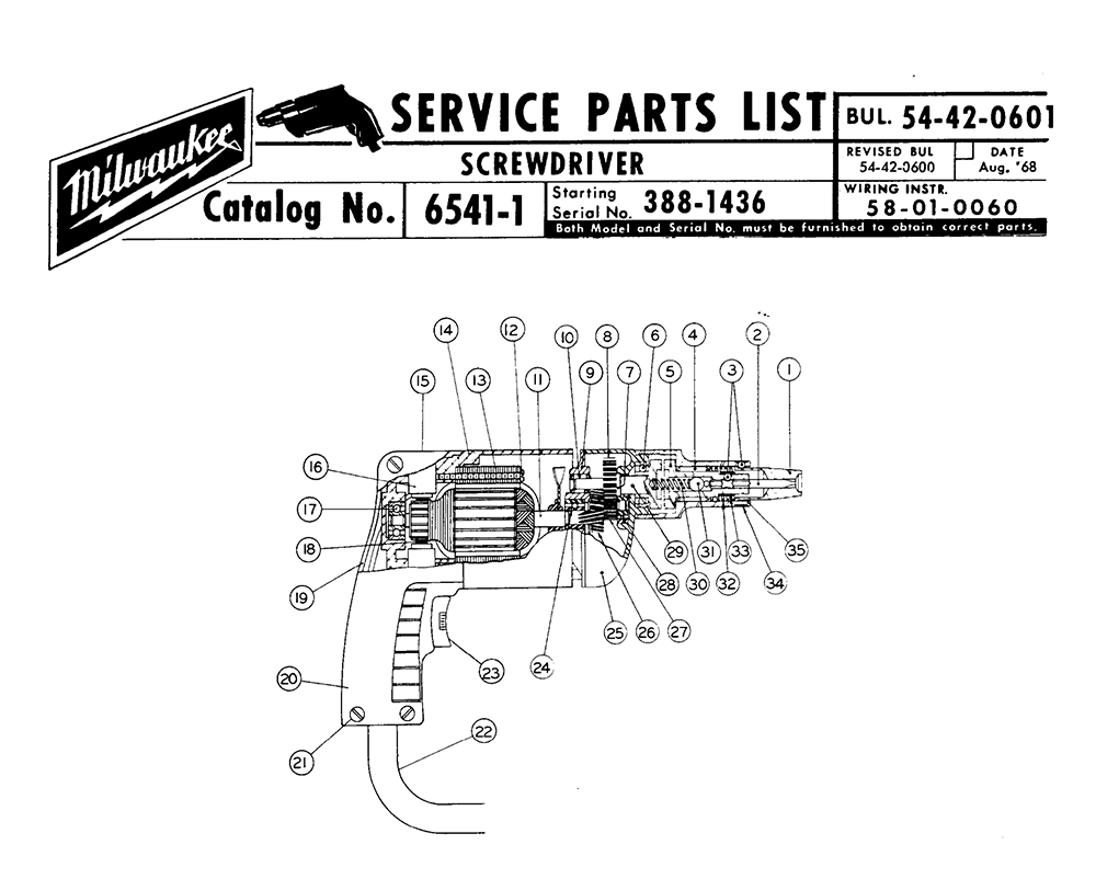 Milwaukee 65411(3881436) Parts List Milwaukee 65411(3881436