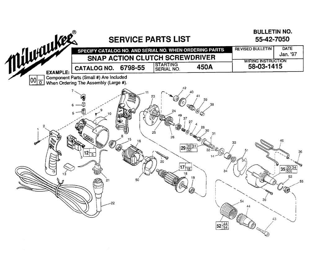 Milwaukee 6798-55(450A) Parts List | Milwaukee 6798-55(450A) Repair
