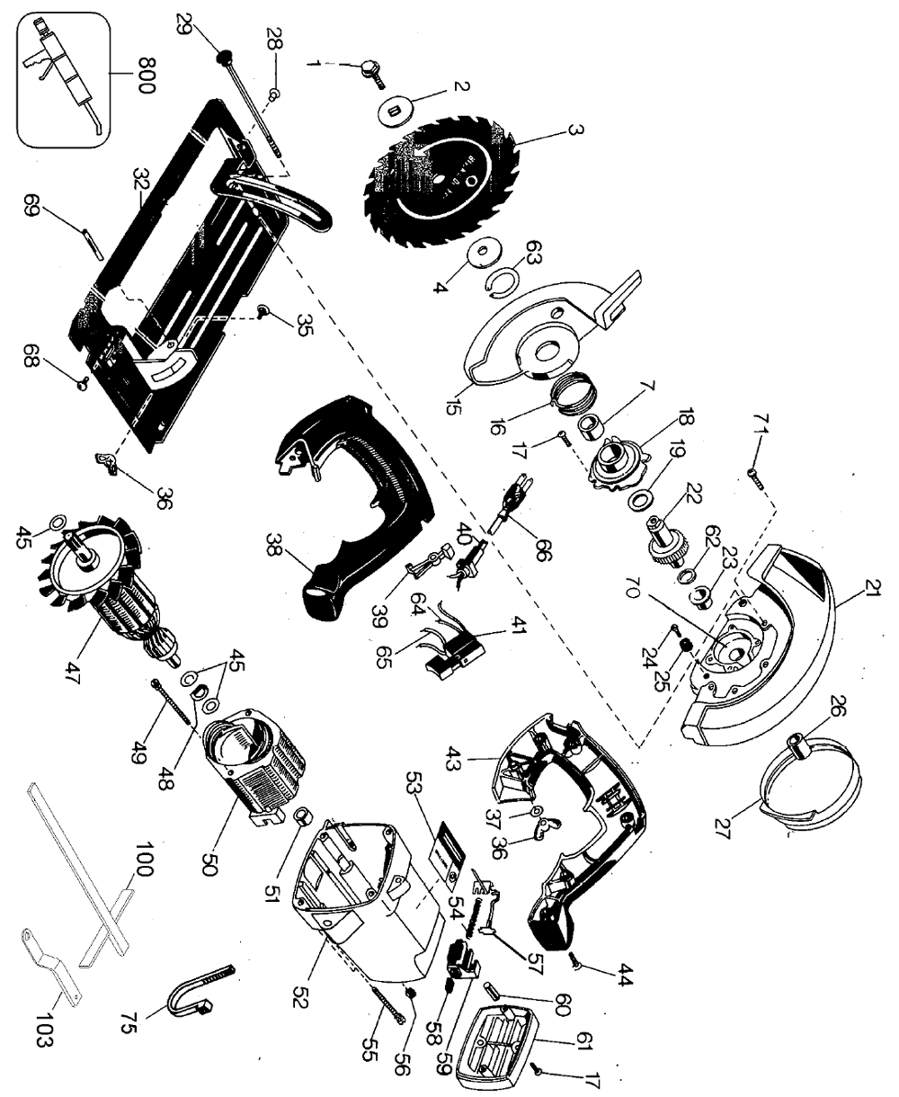Black and Decker 7308Type1 Parts List Black and Decker 7308Type1