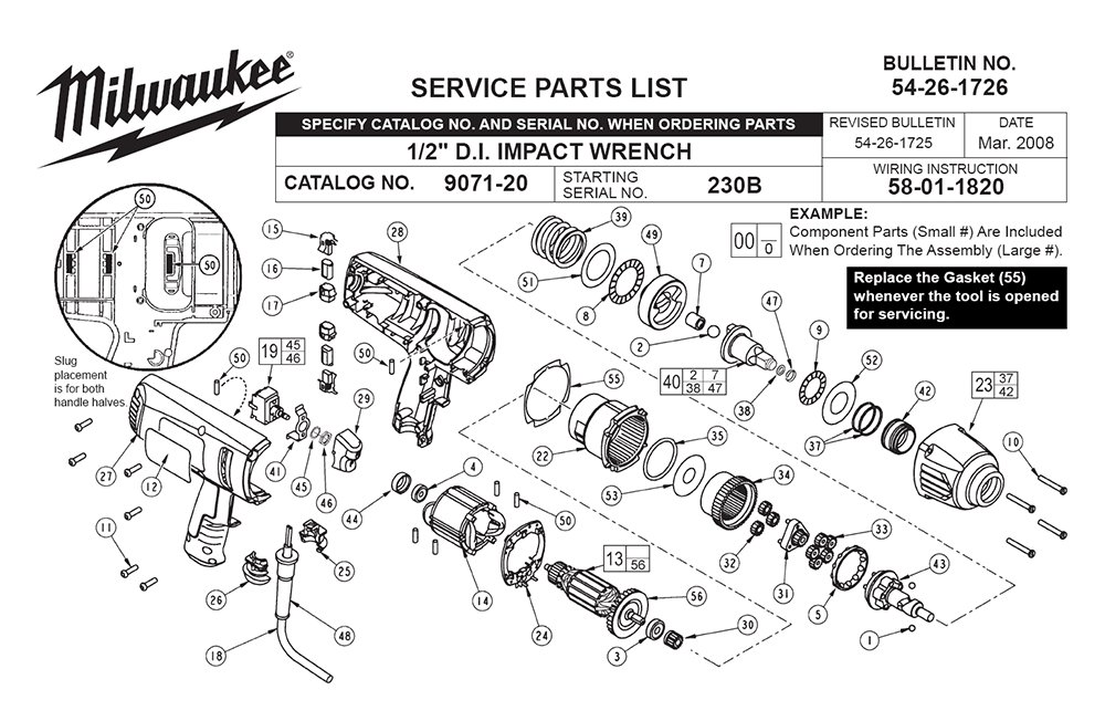 Buy Milwaukee 907120(230B) Replacement Tool Parts Milwaukee 907120