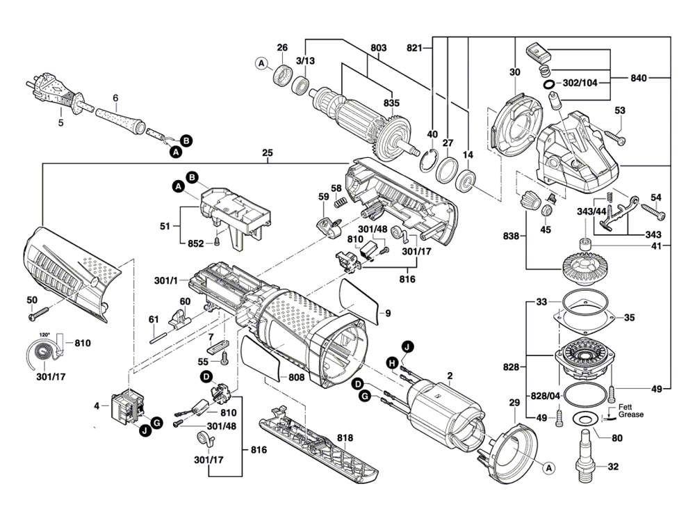 Bosch AG4085P(3601G90410) Parts List Bosch AG4085P(3601G90410