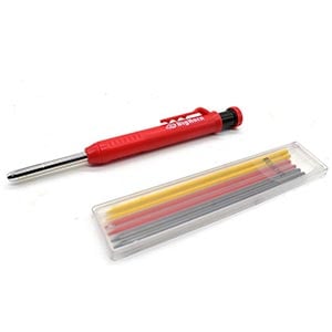 Big Horn 19847 Mechanical Carpenter Pencil with Built-in Sharpener Comes with 3 Colors 6 Refills (Red/Black/Yellow)
