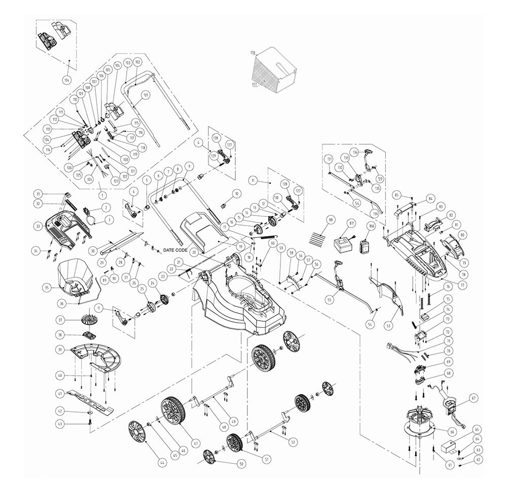 Black & Decker CMM1200 Type 1 Parts Diagram for Mower