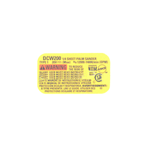 DeWalt N684720 Rating Label