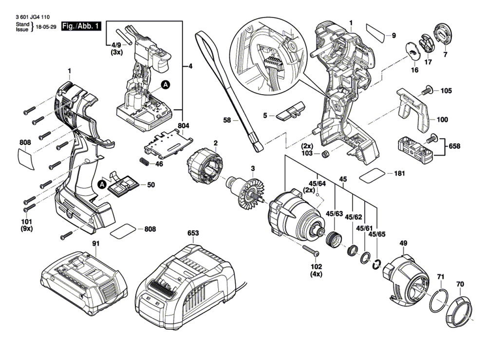 Bosch GDR18V1800CN(3601JG4110) Parts List Bosch GDR18V1800CN
