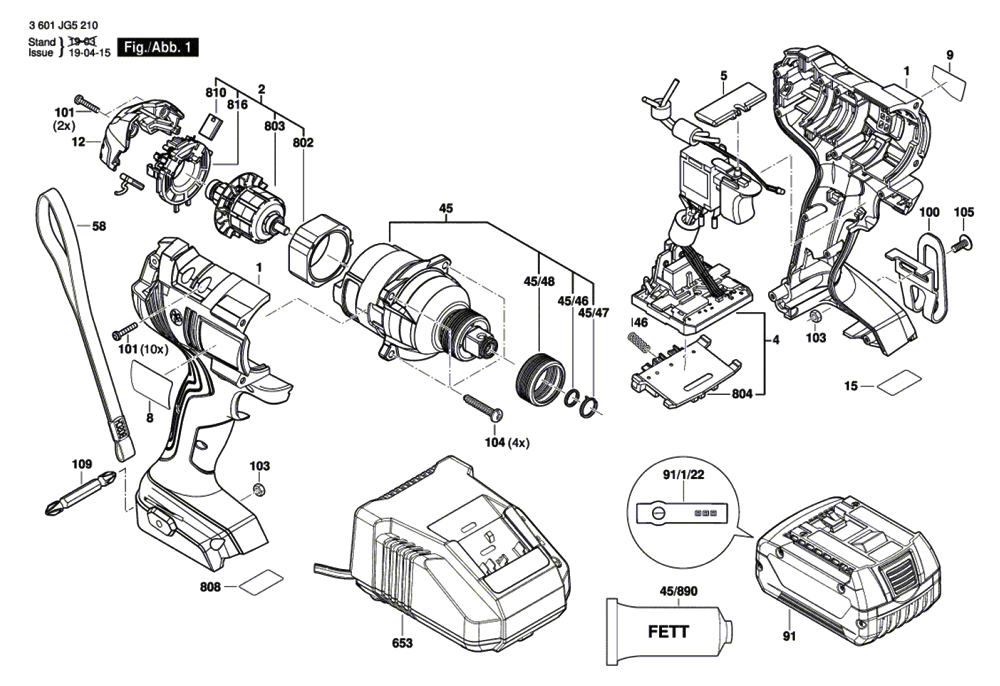 Bosch GDX18V1600(3601JG5210) Parts List Bosch GDX18V1600
