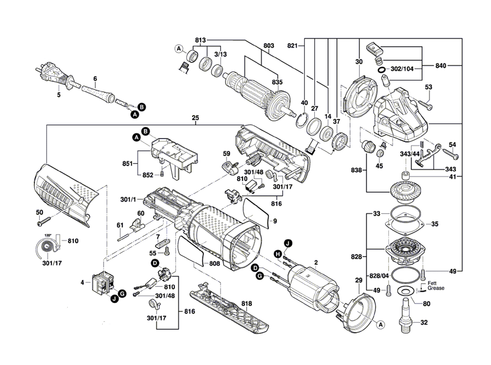 Bosch GWS13-50VSP-(3601G9H410) Parts List | Bosch GWS13-50VSP ...