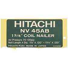 Hitachi 306871 Name Plate NV45AB