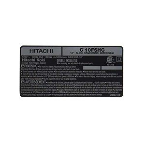 Hitachi 372611 Label
