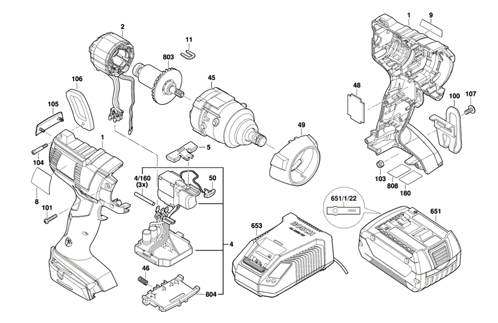 Bosch IWMH182-01-(3601JD8110) Parts List | Bosch IWMH182-01-(3601JD8110