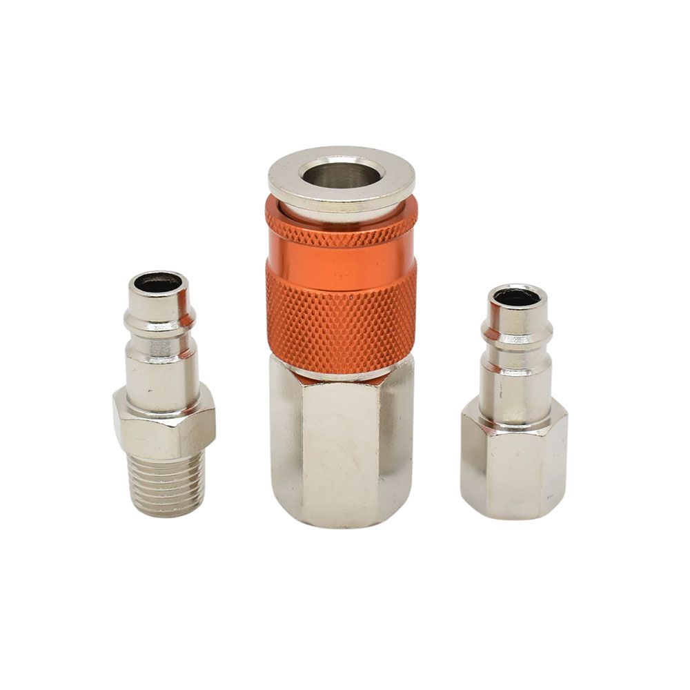 Interstate Pneumatics CF43K 3-Piece High Flow Coupler & Plug Kit, 1/4" Body x 1/4" NPT