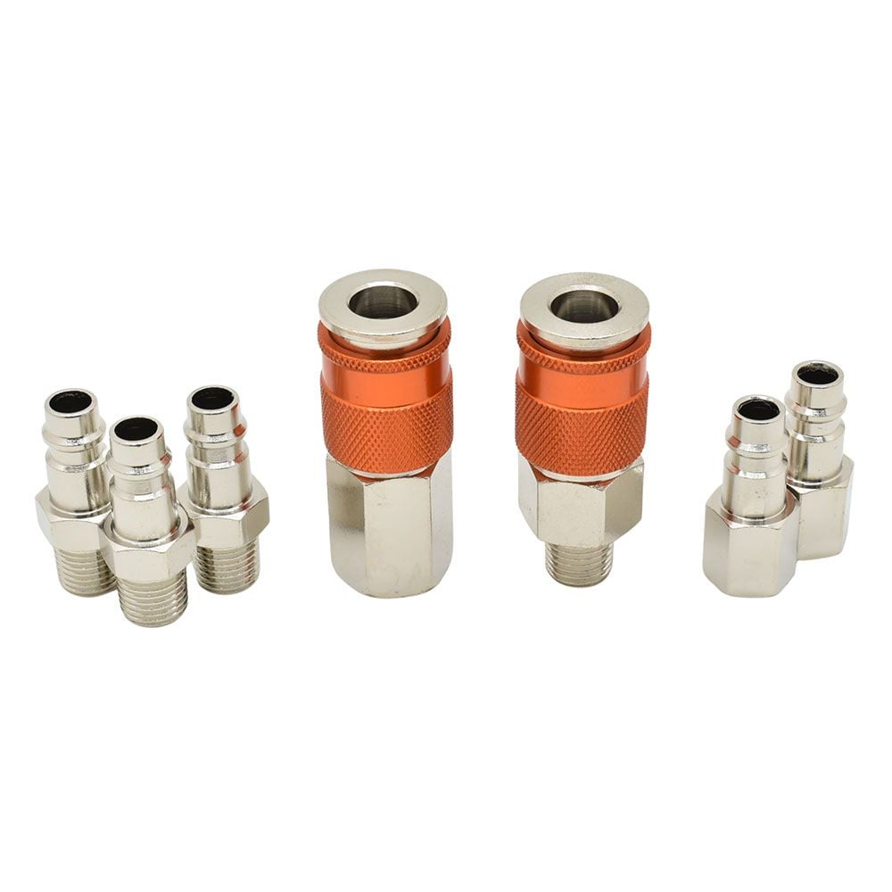Interstate Pneumatics CF47K 7-Piece High Flow Coupler & Plug Kit, 1/4" Body x 1/4" NPT