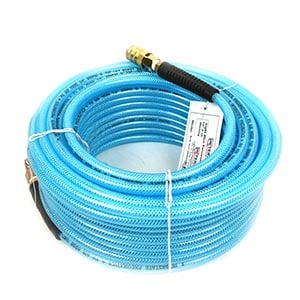 Interstate Pneumatics HU14-025H44BS 1/4 Inch x 25 ft Rhino PolyFlex Blue Polyurethane Hose With 1/4 Inch Industrial (I/M Style) Brass Coupler and Steel Plug