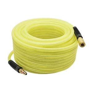 Interstate Pneumatics HU54-050H44BS 1/4 Inch x 50 ft Rhino PolyFlex Yellow Polyurethane Hose With 1/4 Inch Industrial (I/M Style) Brass Coupler and Steel Plug