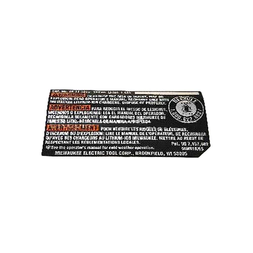Milwaukee 12-20-1815 Service Nameplate - Battery