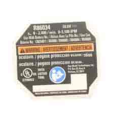Ridgid 940488189 Label Data R86034